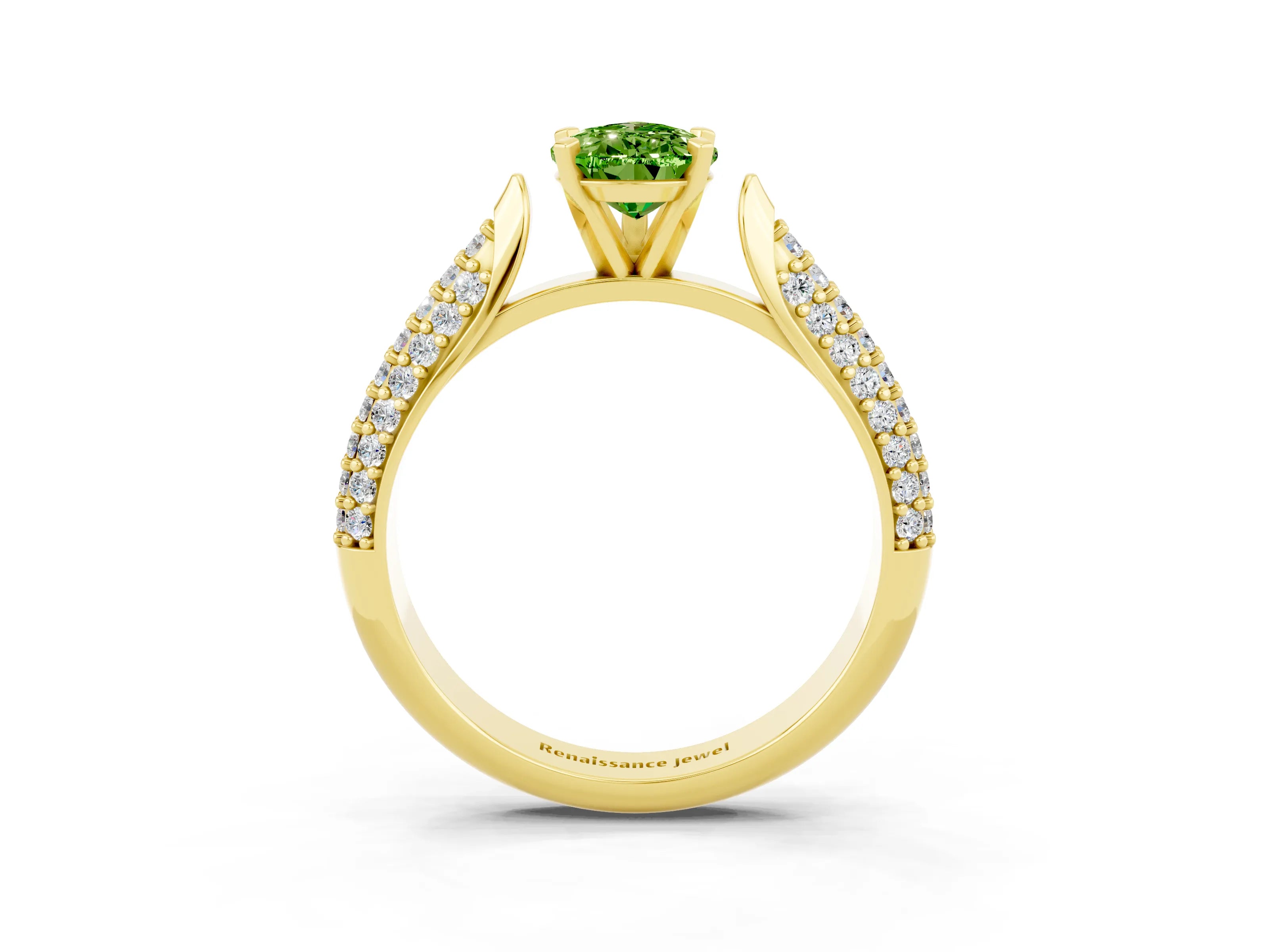 Yellow gold Pear Cut Diamond Solitaire Engagement Ring with Pavé Band and Four-Prong Setting_3