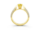 Yellow gold Pear Cut Diamond Solitaire Engagement Ring with Pavé Band and Four-Prong Setting_3