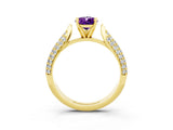 Yellow gold Pear Cut Diamond Solitaire Engagement Ring with Pavé Band and Four-Prong Setting_3