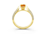 Yellow gold Pear Cut Diamond Solitaire Engagement Ring with Pavé Band and Four-Prong Setting_3
