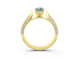 Yellow gold Pear Cut Diamond Solitaire Engagement Ring with Pavé Band and Four-Prong Setting_3