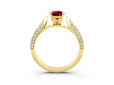 Yellow gold Pear Cut Diamond Solitaire Engagement Ring with Pavé Band and Four-Prong Setting_3