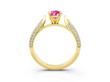 Yellow gold Pear Cut Diamond Solitaire Engagement Ring with Pavé Band and Four-Prong Setting_3