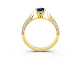 Yellow gold Pear Cut Diamond Solitaire Engagement Ring with Pavé Band and Four-Prong Setting_3