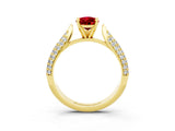 Yellow gold Pear Cut Diamond Solitaire Engagement Ring with Pavé Band and Four-Prong Setting_3