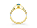 Yellow gold Pear Cut Diamond Solitaire Engagement Ring with Pavé Band and Four-Prong Setting_3