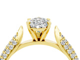 Yellow gold Pear Cut Diamond Solitaire Engagement Ring with Pavé Band and Four-Prong Setting_4