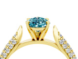 Yellow gold Pear Cut Diamond Solitaire Engagement Ring with Pavé Band and Four-Prong Setting_4
