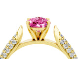 Yellow gold Pear Cut Diamond Solitaire Engagement Ring with Pavé Band and Four-Prong Setting_4