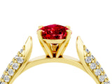 Yellow gold Pear Cut Diamond Solitaire Engagement Ring with Pavé Band and Four-Prong Setting_4