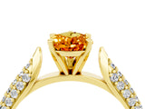 Yellow gold Pear Cut Diamond Solitaire Engagement Ring with Pavé Band and Four-Prong Setting_4