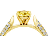 Yellow gold Pear Cut Diamond Solitaire Engagement Ring with Pavé Band and Four-Prong Setting_4