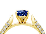 Yellow gold Pear Cut Diamond Solitaire Engagement Ring with Pavé Band and Four-Prong Setting_4