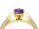 Yellow gold Pear Cut Diamond Solitaire Engagement Ring with Pavé Band and Four-Prong Setting_4