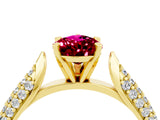 Yellow gold Pear Cut Diamond Solitaire Engagement Ring with Pavé Band and Four-Prong Setting_4