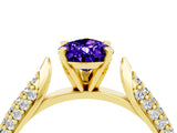 Yellow gold Pear Cut Diamond Solitaire Engagement Ring with Pavé Band and Four-Prong Setting_4