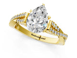 Yellow gold Pear Cut Diamond Solitaire Engagement Ring with Twisted Pavé Band and Four-Prong Setting_51