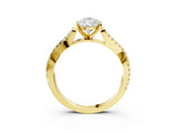 Yellow gold Pear Cut Diamond Solitaire Engagement Ring with Twisted Pavé Band and Four-Prong Setting_53