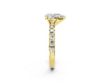 Yellow gold Pear Cut Diamond Solitaire Pavé Engagement Ring with Round Band and Prong Setting_84