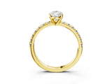 Yellow gold Pear Cut Diamond Solitaire Pavé Engagement Ring with Round Band and Prong Setting_85