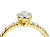 Yellow gold Pear Cut Diamond Solitaire Pavé Engagement Ring with Round Band and Prong Setting_86