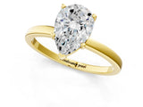 Yellow gold Pear Cut Diamond Solitaire Ring with Classic Band and Four-Prong Setting_9