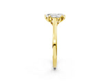 Yellow gold Pear Cut Diamond Solitaire Ring with Flower Prong Setting and Classic Band_175