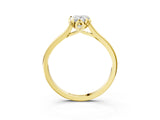 Yellow gold Pear Cut Diamond Solitaire Ring with Flower Prong Setting and Classic Band_176