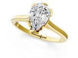 Yellow gold Pear Cut Diamond Solitaire Ring with Flower Prong Setting and Classic Band_37