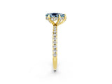 Yellow gold Pear Cut Diamond Solitaire Ring with Four-Prong Setting and Pavé Band_2