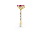 Yellow gold Pear Cut Diamond Solitaire Ring with Four-Prong Setting and Pavé Band_2