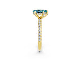 Yellow gold Pear Cut Diamond Solitaire Ring with Four-Prong Setting and Pavé Band_2