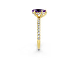 Yellow gold Pear Cut Diamond Solitaire Ring with Four-Prong Setting and Pavé Band_2