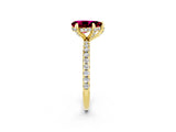 Yellow gold Pear Cut Diamond Solitaire Ring with Four-Prong Setting and Pavé Band_2
