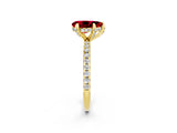 Yellow gold Pear Cut Diamond Solitaire Ring with Four-Prong Setting and Pavé Band_2