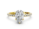 Yellow gold Pear Cut Diamond Solitaire Ring with Four-Prong Setting and Pavé Band_3