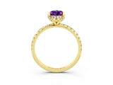 Yellow gold Pear Cut Diamond Solitaire Ring with Four-Prong Setting and Pavé Band_3