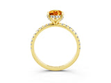 Yellow gold Pear Cut Diamond Solitaire Ring with Four-Prong Setting and Pavé Band_3