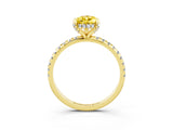 Yellow gold Pear Cut Diamond Solitaire Ring with Four-Prong Setting and Pavé Band_3