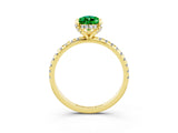 Yellow gold Pear Cut Diamond Solitaire Ring with Four-Prong Setting and Pavé Band_3