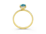 Yellow gold Pear Cut Diamond Solitaire Ring with Four-Prong Setting and Pavé Band_3
