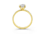 Yellow gold Pear Cut Diamond Solitaire Ring with Four-Prong Setting and Pavé Band_3