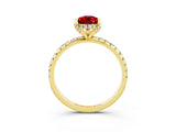 Yellow gold Pear Cut Diamond Solitaire Ring with Four-Prong Setting and Pavé Band_3