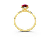 Yellow gold Pear Cut Diamond Solitaire Ring with Four-Prong Setting and Pavé Band_3