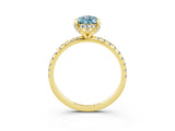 Yellow gold Pear Cut Diamond Solitaire Ring with Four-Prong Setting and Pavé Band_3