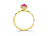 Yellow gold Pear Cut Diamond Solitaire Ring with Four-Prong Setting and Pavé Band_3