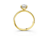 Yellow gold Pear Cut Diamond Solitaire Ring with Four-Prong Setting and Pavé Band_6