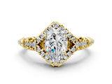 Yellow gold Pear Cut Diamond Solitaire Ring with Hidden Halo and Pavé Band_27