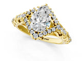 Yellow gold Pear Cut Diamond Solitaire Ring with Hidden Halo and Pavé Band_28