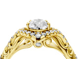 Yellow gold Pear Cut Diamond Solitaire Ring with Hidden Halo and Pavé Band_31